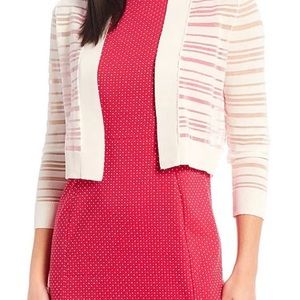 3/4 Sleeve Shadow Stripe Open Front Shrug Cardigan